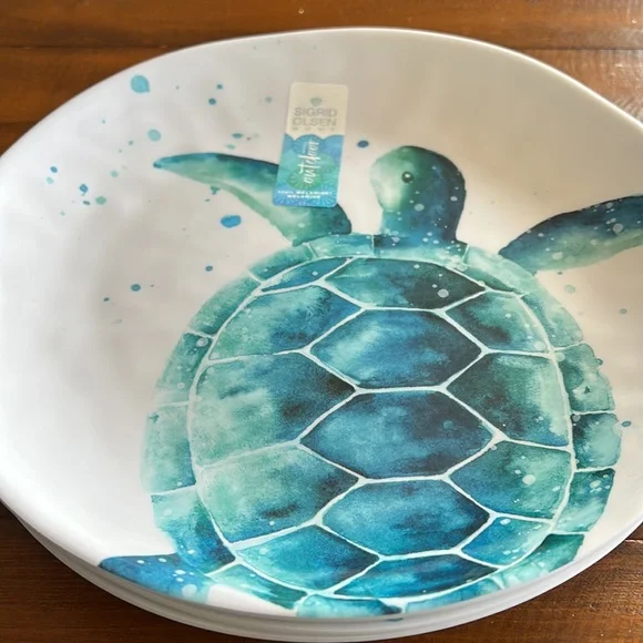 Sigrid Olsen Melamine Sea Turtle 11” Dinner Plates Set of Four NWT - Picture 3 of 6